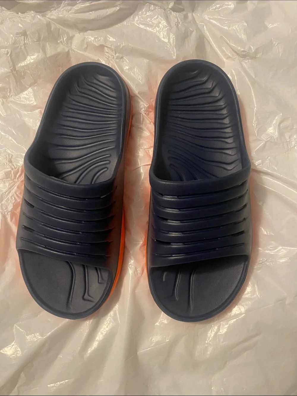 Men's Navy and Orange Slide Sandals